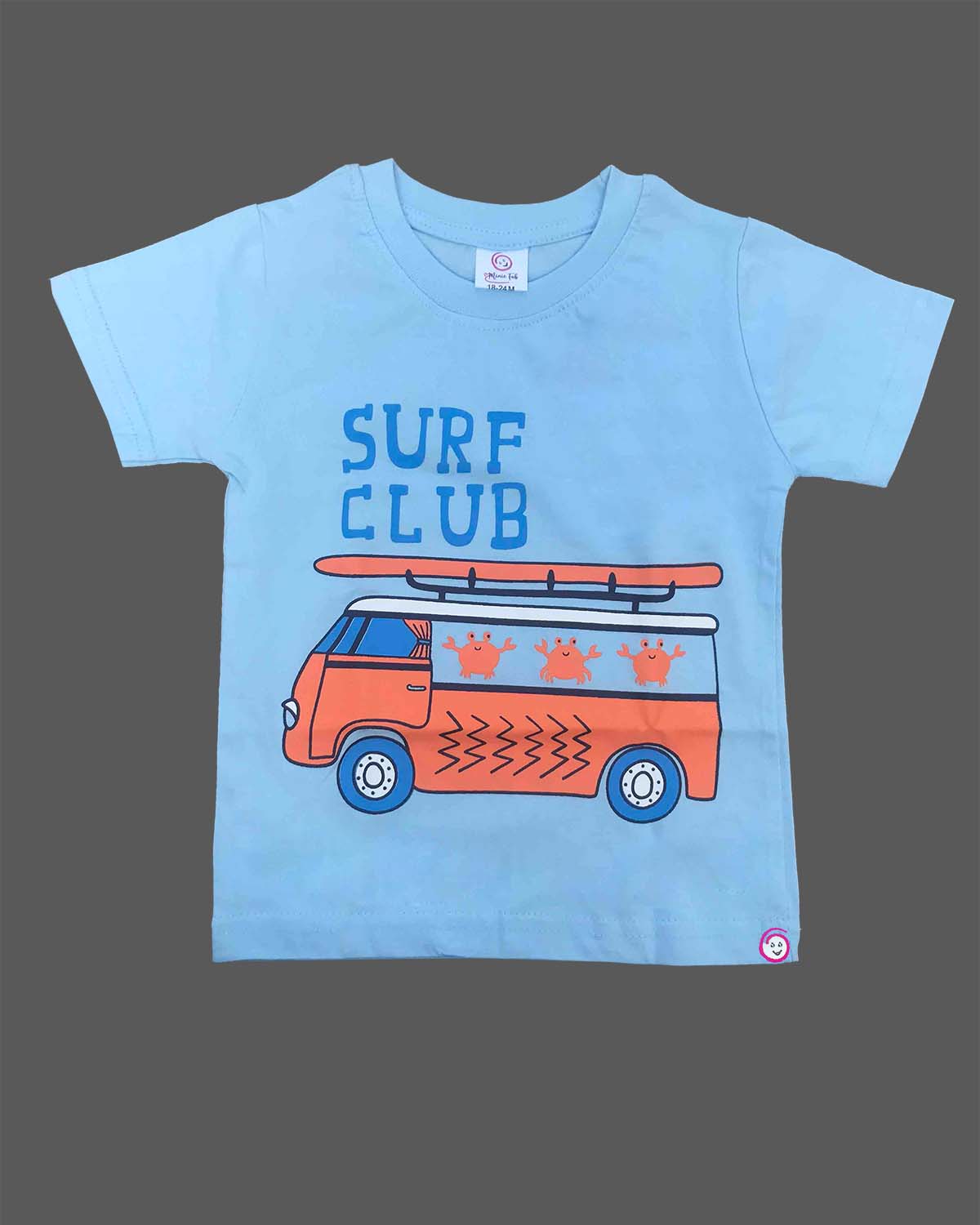 Young prince surf bus printed short sleeve cotton t-shirt for daily play and beach outing