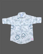 Toddler boys designer printed short sleeve collared shirt with button detail