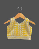 Girls printed with sequin ethnic choli - Yellow