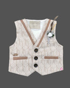 Boys elegant bow with waistcoat set - Beige