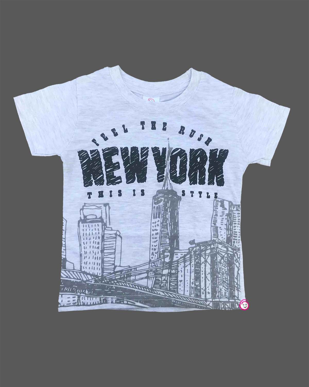 Little champ city print cotton t shirt with short sleeves and round neck