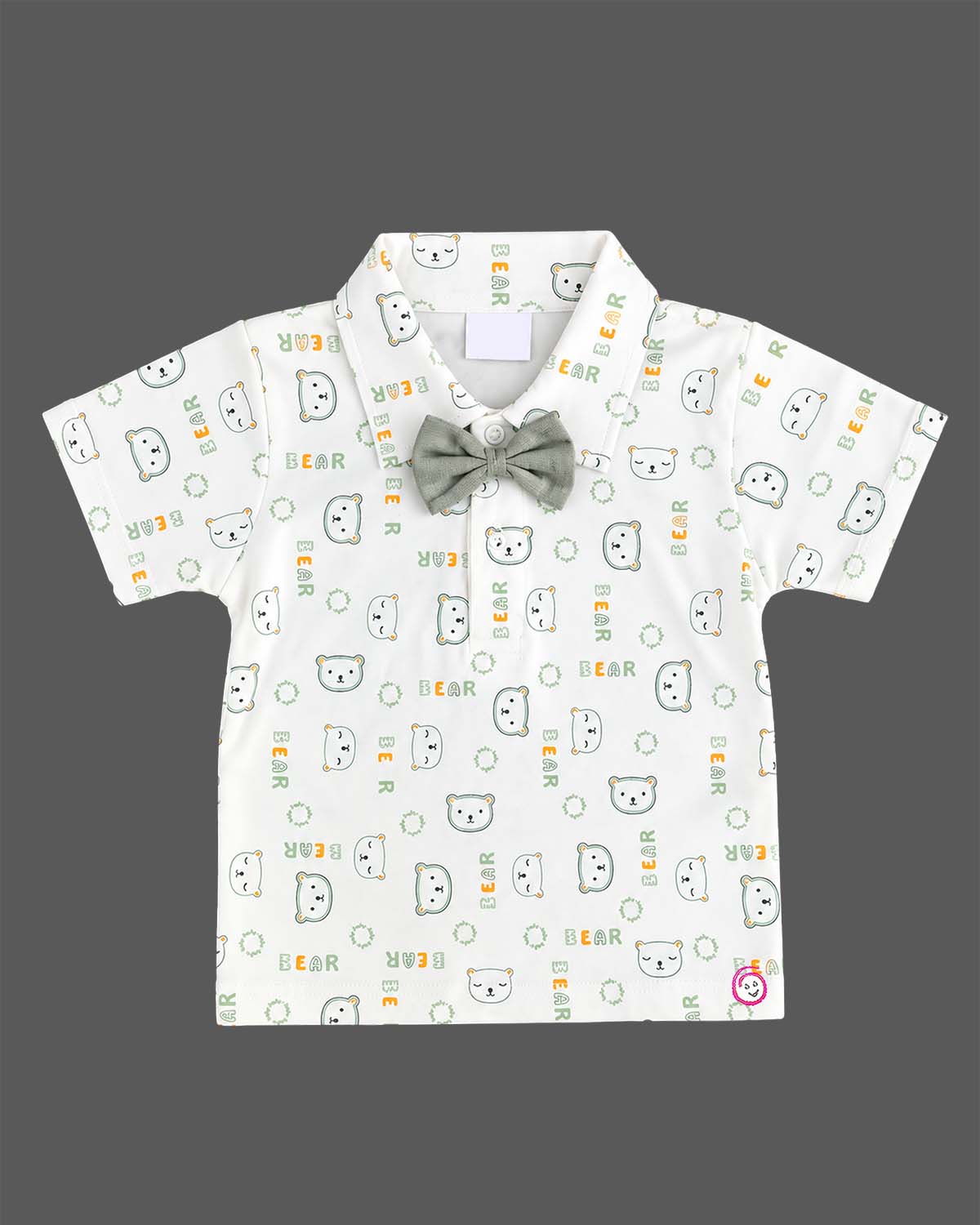 Boys printed shirt and suspender shorts set with bow tie for party wear