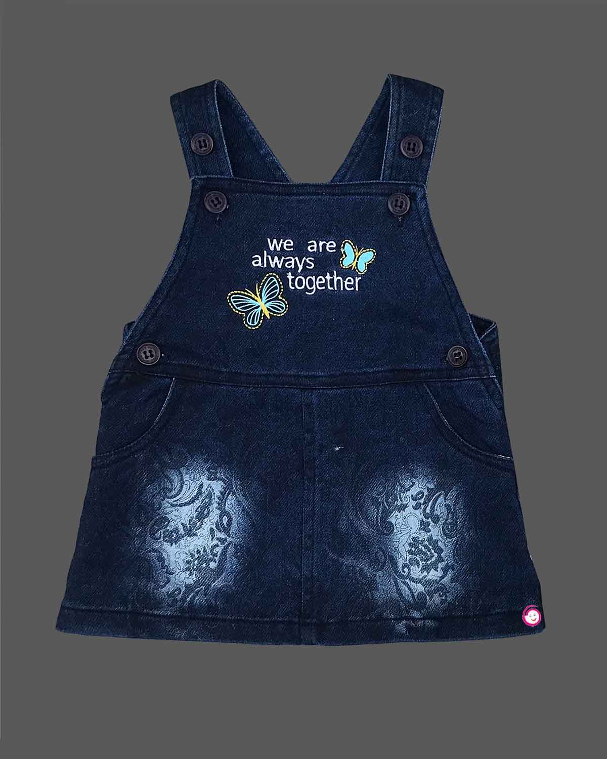 Girls butterfly printed pinafore - Navy Blue