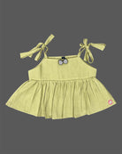 Toddler shoulder tie up sleeveless cotton top with bow accent for girls casual wear and birthday party outfits