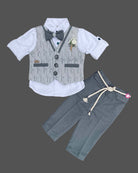 Boy full sleeve with waistcoat set -Grey