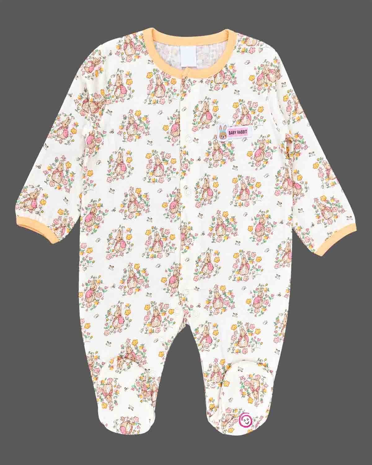 baby clothes floral bunny print footed cotton romper full sleeve jumpsuit for infants