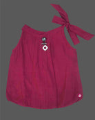 toddler sleeveless cotton top with halter neck tie detail for kids casual wear