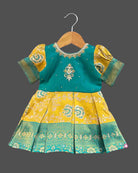 Girls puff sleeve with traditional frock - Dark Green