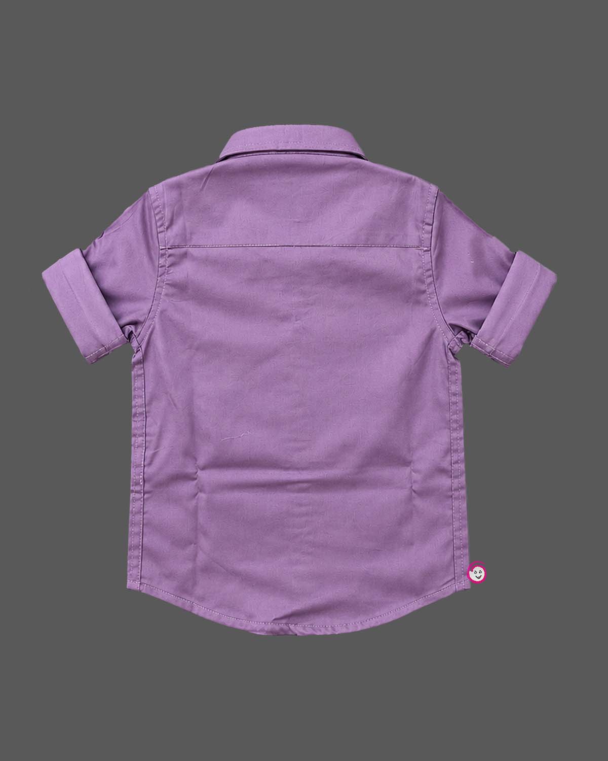 Embroidered indo western dress for boys featuring collar detail and roll-up sleeves
