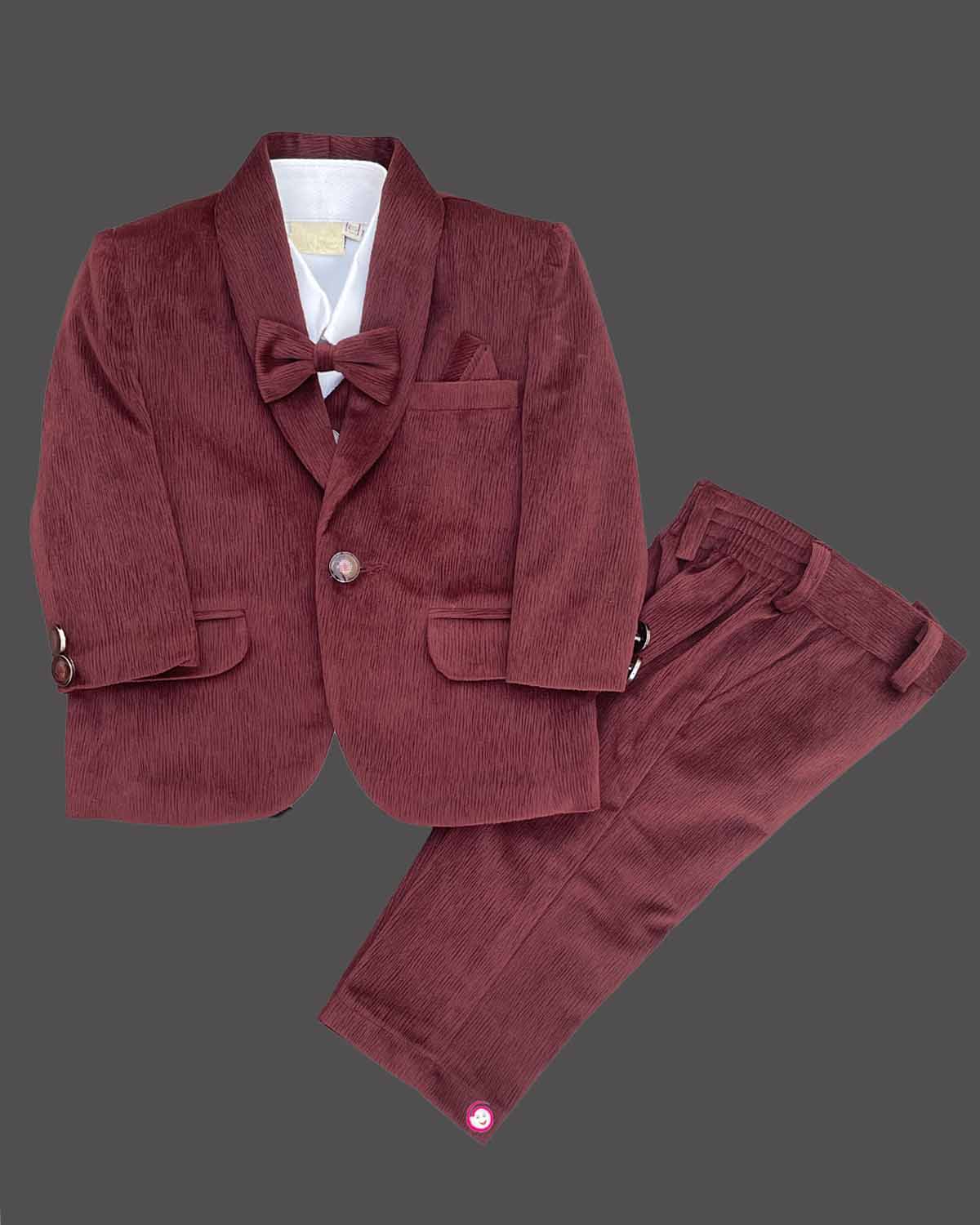 Boys party waistcoat with formal suit - Burgundy