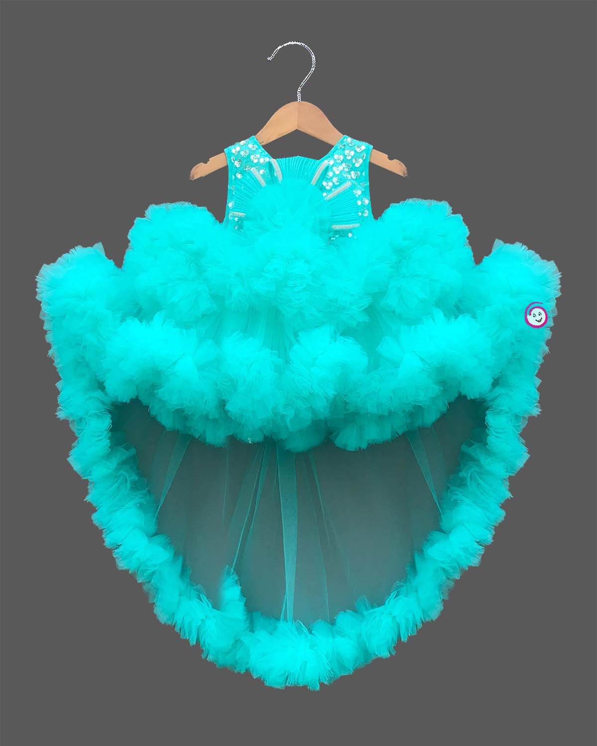 Stylish sequin party frock with bow for girls for birthday, wedding, and reception functions
