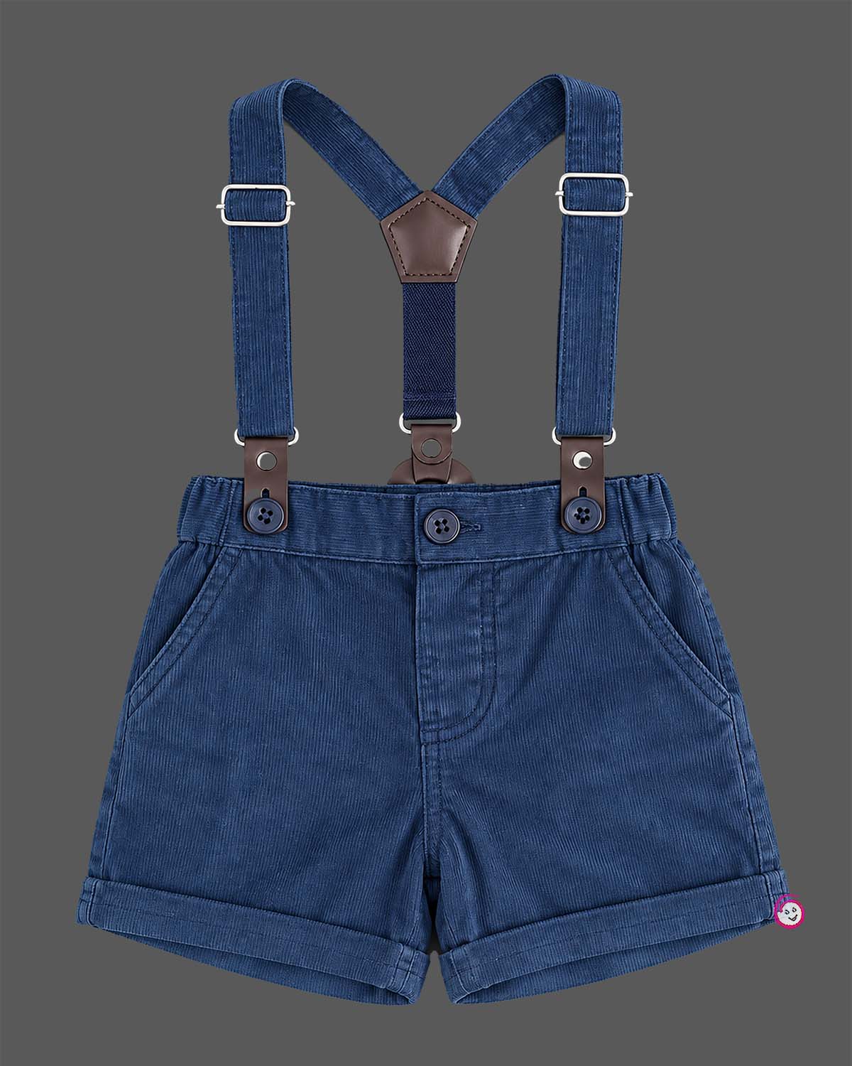 Toddler printed cotton suspender set with bow shirt for party wear
