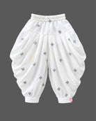 Baby Girl Silk Blend Kurti Dhoti Set with Detailed Thread Embroidery and Mirror Work