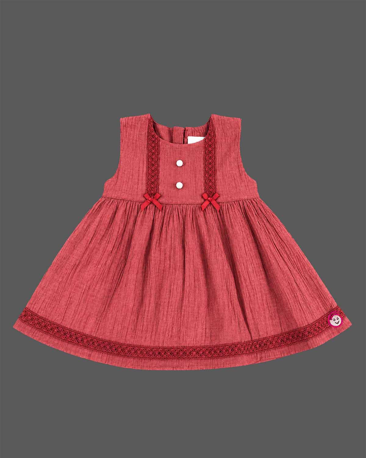 infants frock textured cotton dress for infant casual play wear