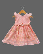 Girls diamond embroidery design with traditional frock - Peach