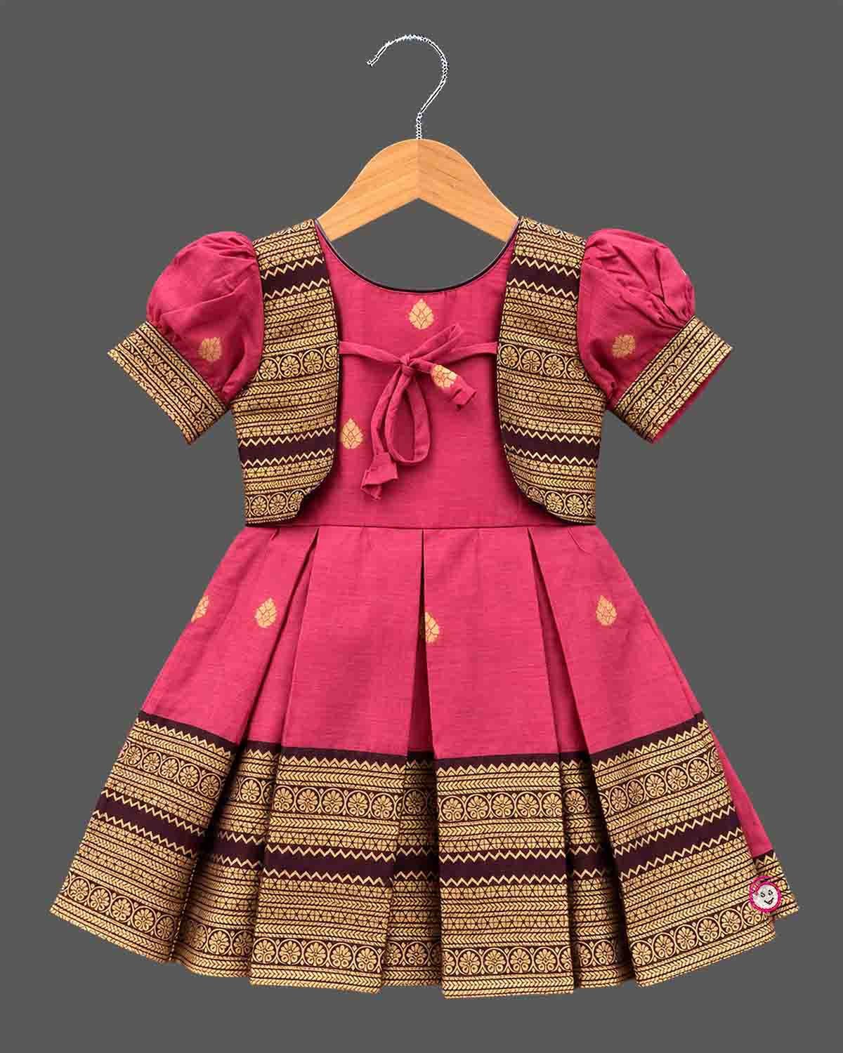 pattu pavadai frock infant ethnic wear silk cotton frock with jacket for childrens