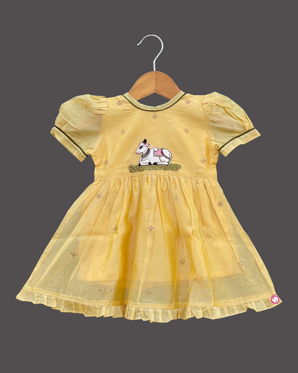 Girls printed traditional frock - Yellow