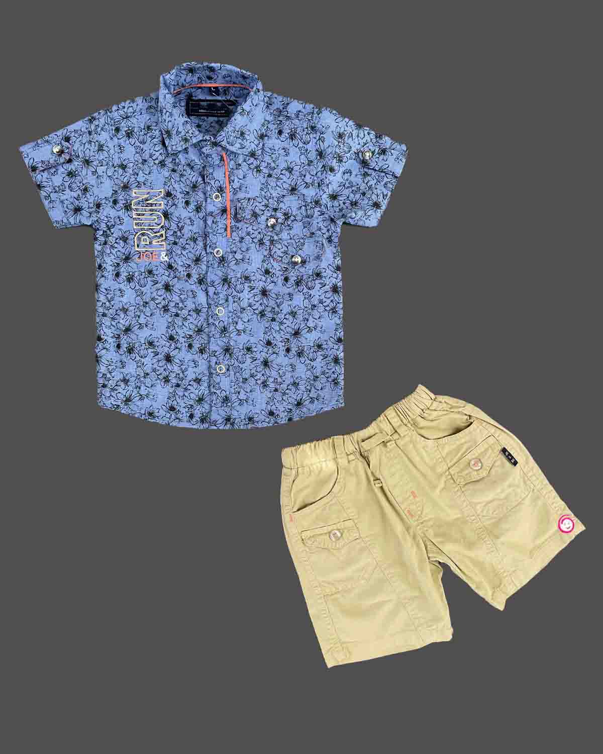 Boys casual shirt with shorts - Royal Blue