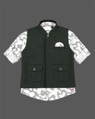 Boys waistcoat set with printed shirt and tailored pant for party wear