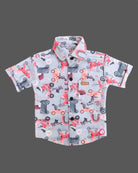 Baby boy printed cotton short sleeve button-down shirt and drawstring shorts set for kids everyday playwear