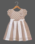 Girls dot design printed casual frock - Beige