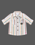 Toddler boy indo western dress for boys featuring striped shirt and cargo pants