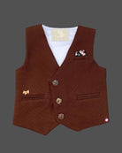 Boys full sleeve with waist coat set - Brown