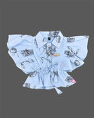 Girls floral print flutter sleeve western top with drawstring waist for party wear and outings