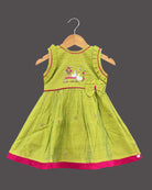 Girls printed traditional frock - Lime Green