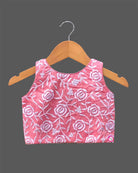 Girl baby thread embroidered floral sleeveless choli top with flared skirt and dupatta set