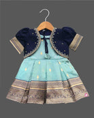 Girls overcoat with puff sleeve traditional frock - Royal Blue