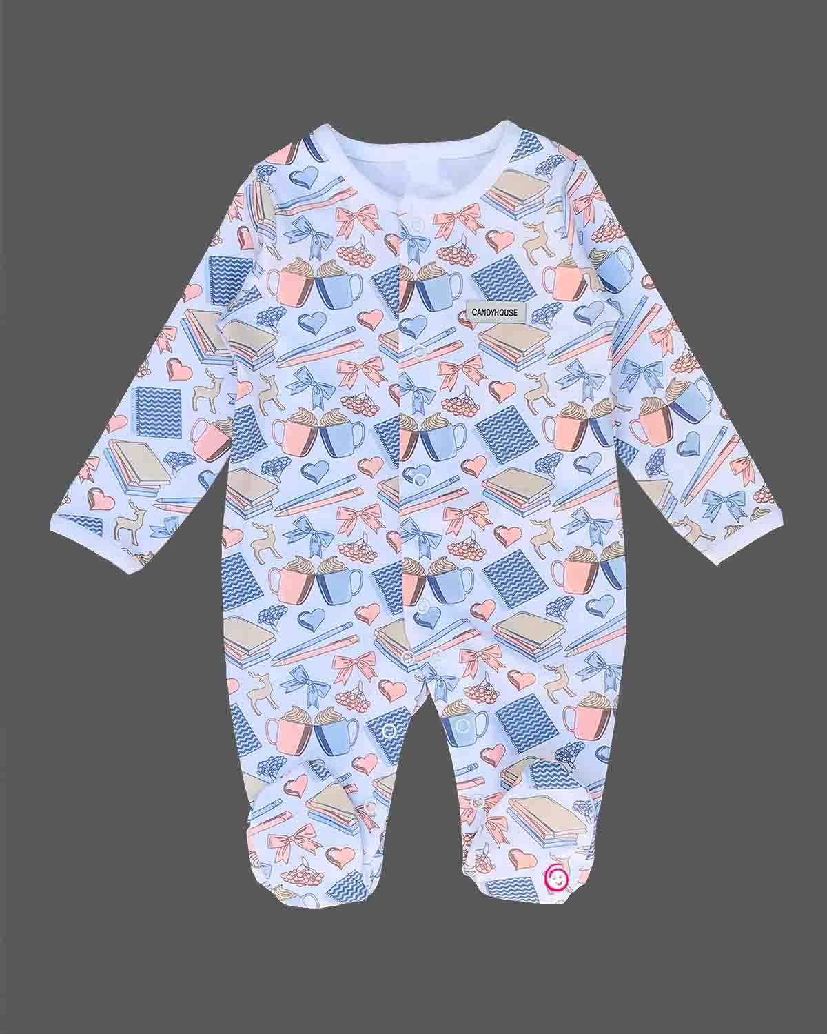 Kids overall printed full romper - Cream