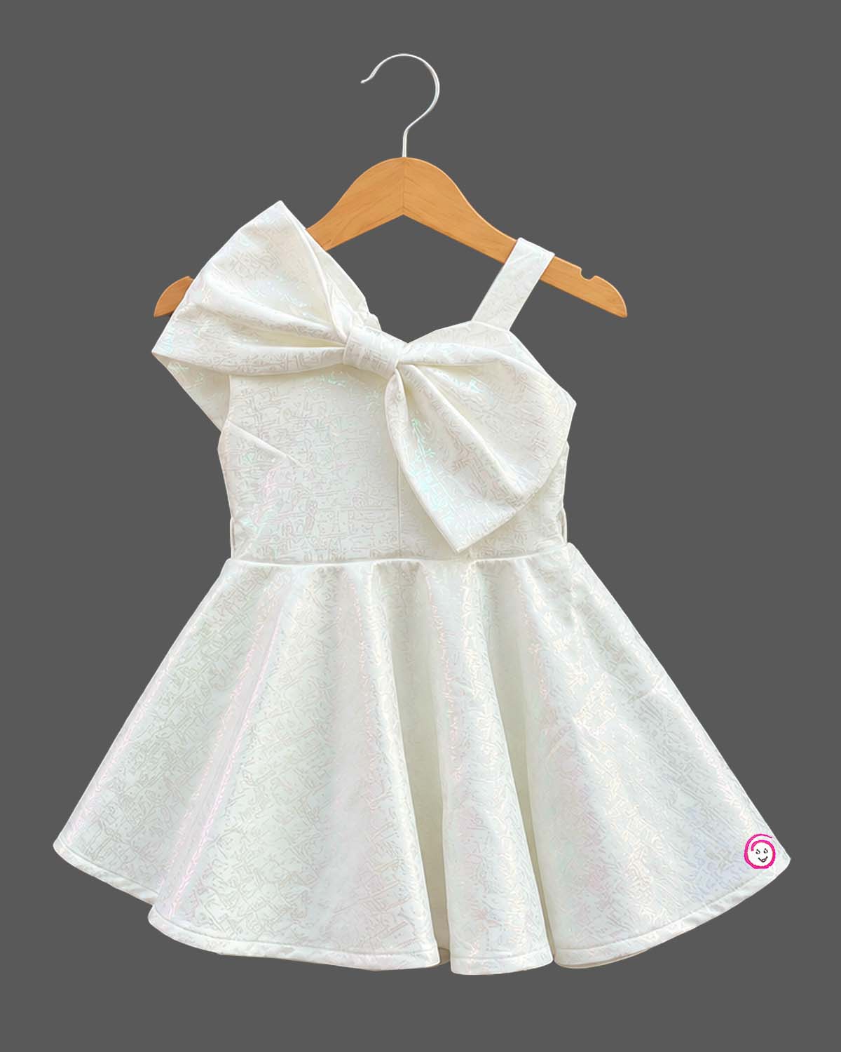 Toddler jacquard bow one-shoulder dress for birthday party and festive celebration