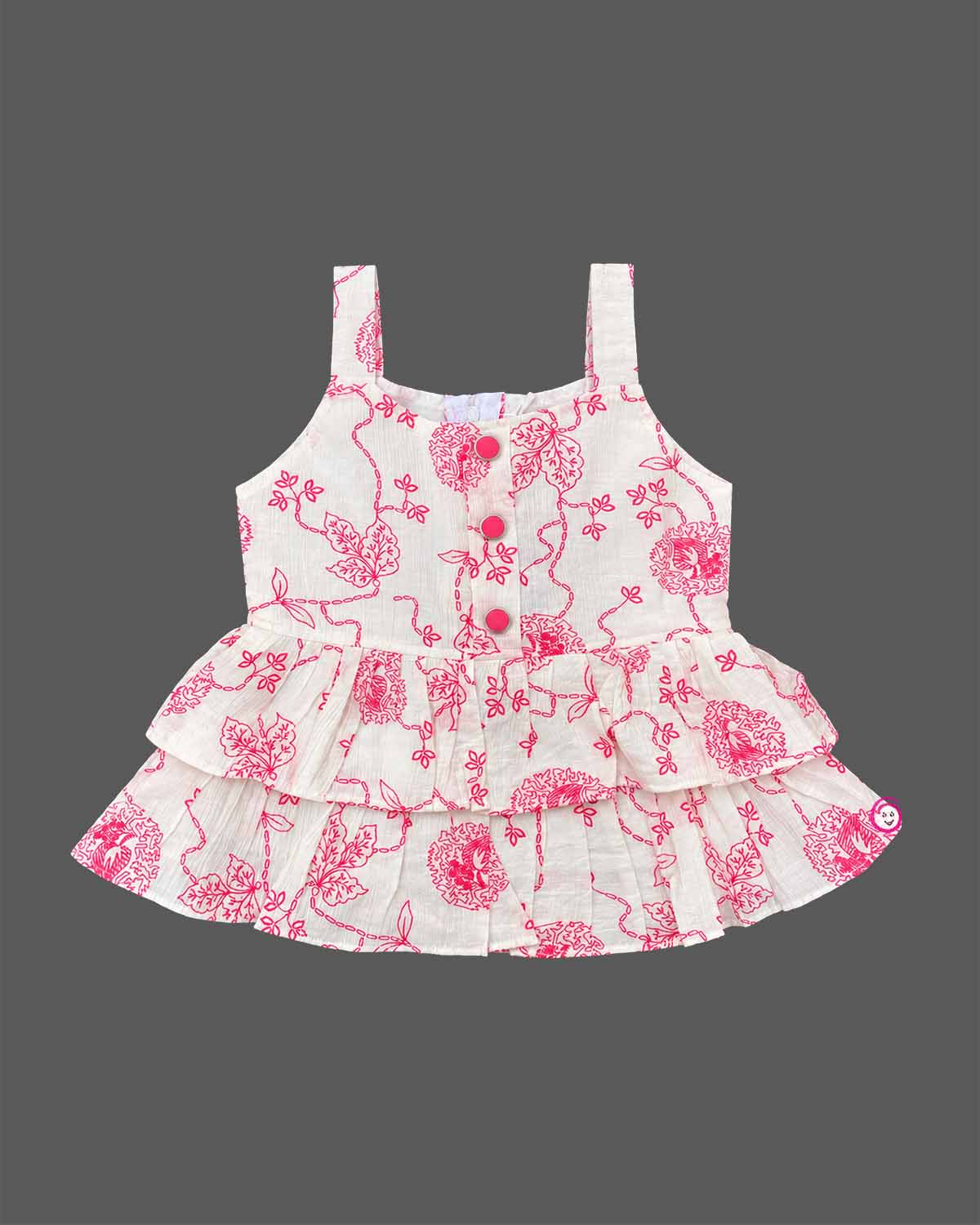 Tiered ruffle peplum top with matching belted shorts for baby party wear dress style