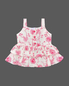 Tiered ruffle peplum top with matching belted shorts for baby party wear dress style