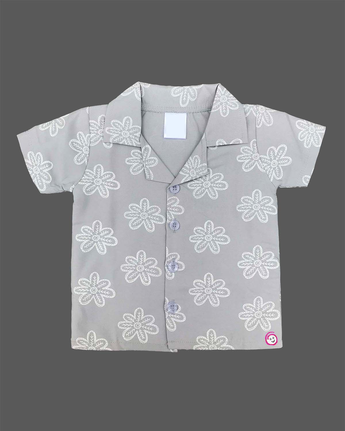 Printed short-sleeve collared shirt and elasticized shorts clothing set for young boys