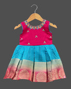 Girls Ethnic Embroidery Work Frock - Dark Pink