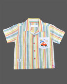 Baby Boy Striped Shirt with Car Appliqué and Matching Cuffed Shorts Set