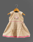 Girls duck applique traditional frock - Beige