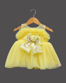 Girls bow applique party frock - Light Yellow