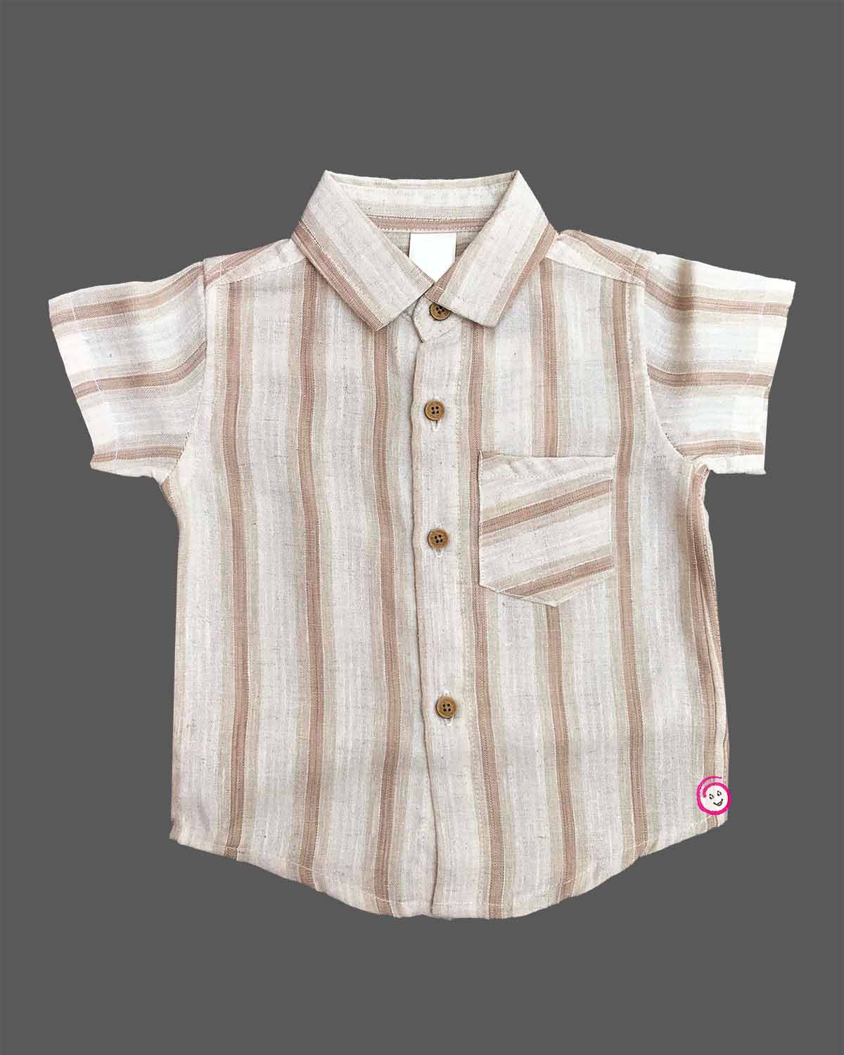Classy short sleeve striped shirt and matching shorts set for young boys