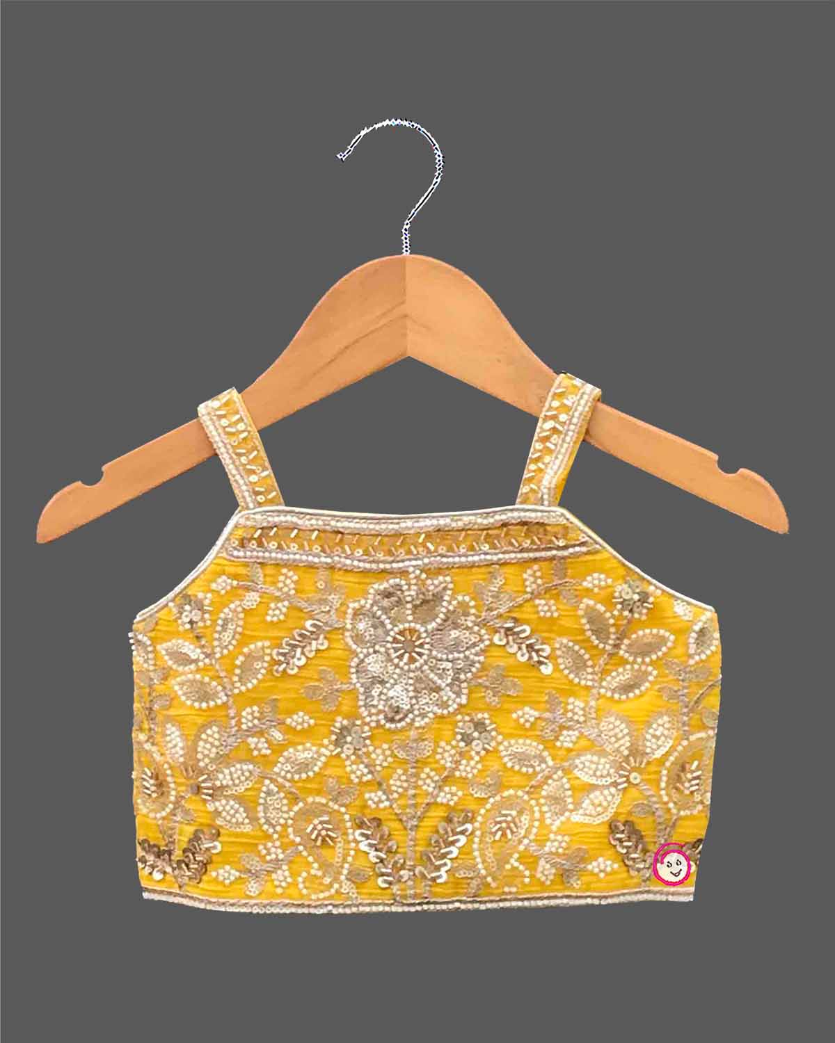 Infant girls sequin embroidered sleeveless choli blouse flared lehenga skirt set with net dupatta