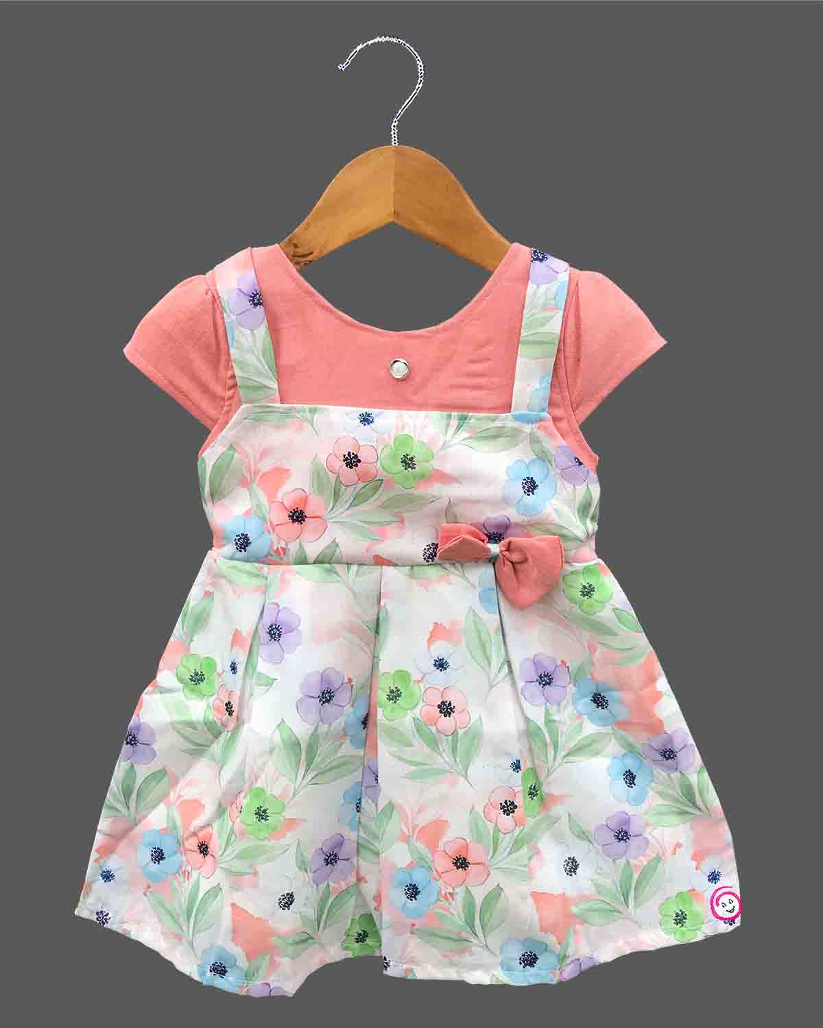 Adorable Layered Floral Pinafore Style Casual Frock for Baby Girls