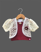 Girls sleeveless western top & skirt - Maroon