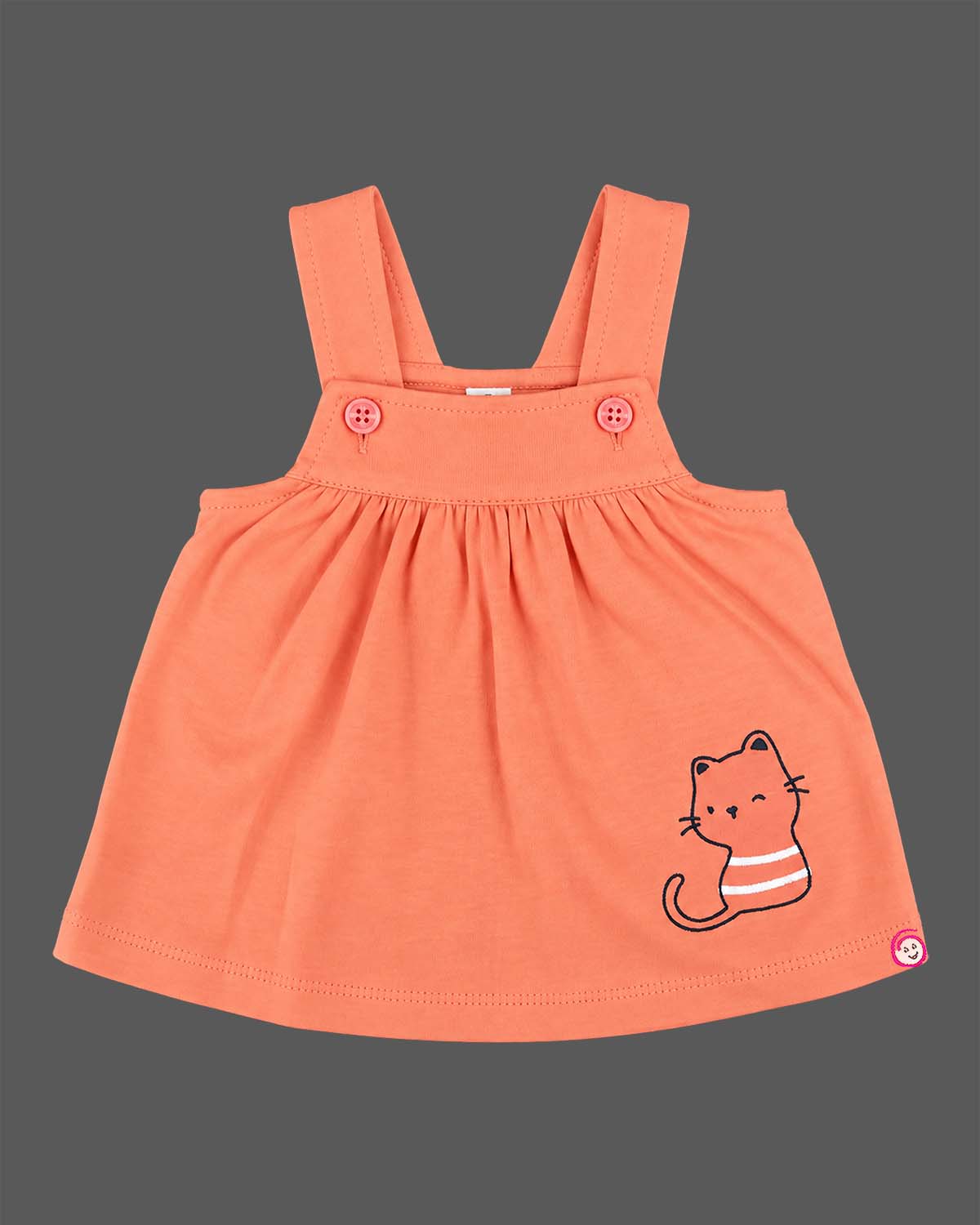 Infant pinafore dress set with short sleeve printed top and pinafore skirt dress for infants