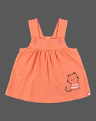 Infant pinafore dress set with short sleeve printed top and pinafore skirt dress for infants