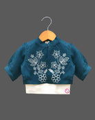 Baby girl floral top skirt set with jacket for kids party wear