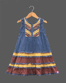 Girls sleeveless anarkali design frock - Dark Grey