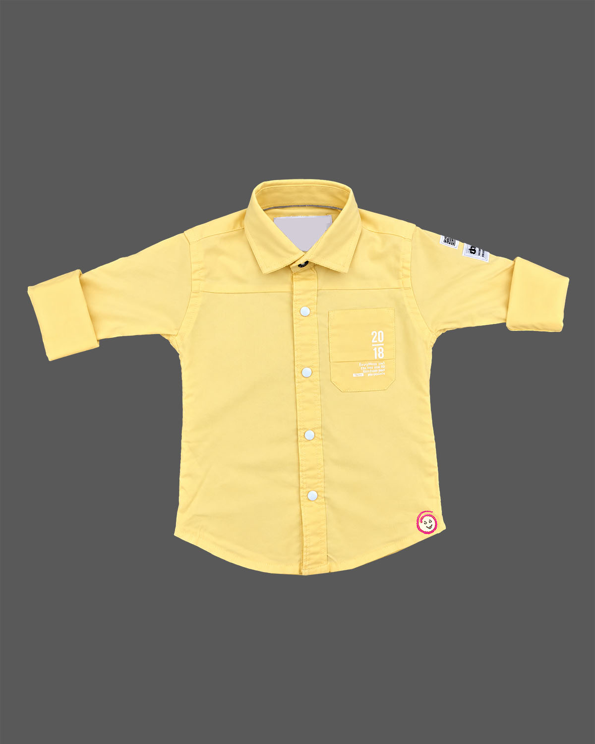 Toddler yellow cotton shirt & t-shirt with full sleeve and chest pocket for boys