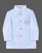 Sky blue embroidered sherwani set with white pyjama for boys by OPUS RKID